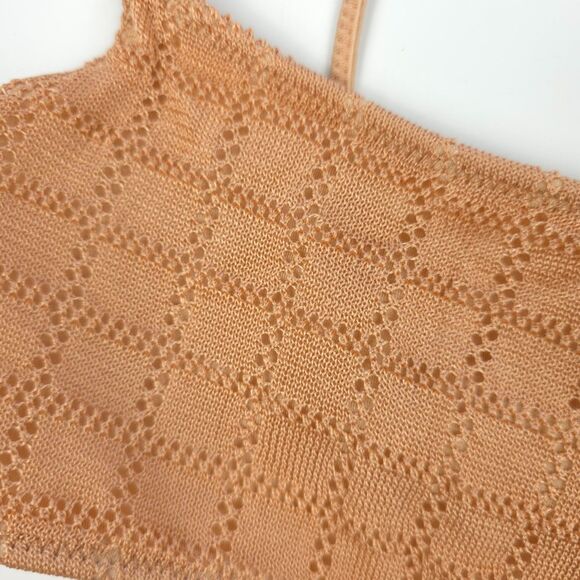 NEW Triangl Mica Crochet Bikini Crop Top Peach Brown Minimal Clean Girl Boho - Picture 3 of 6